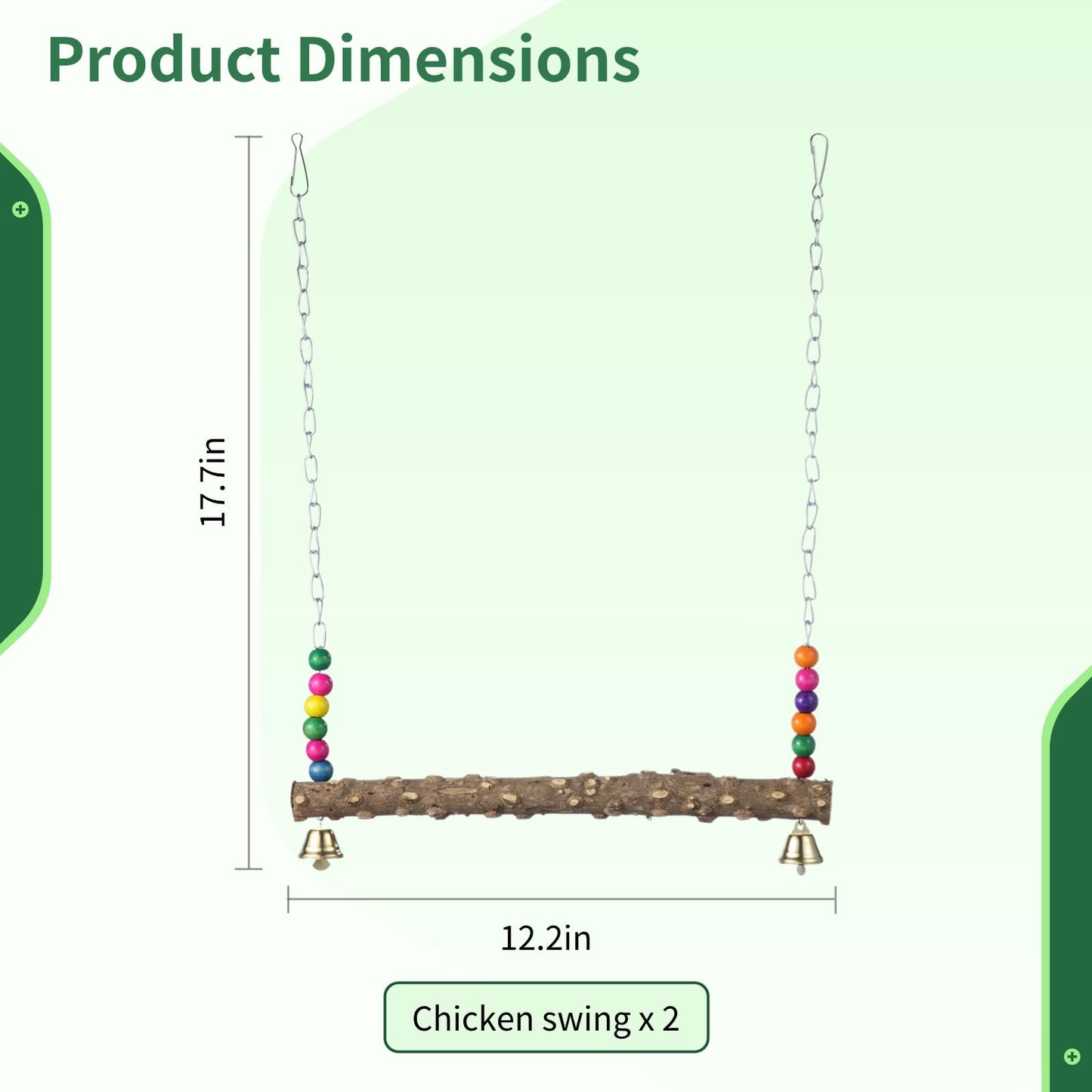 2PCS Chicken Bird Swings, Chicken Perches, Natural Wooden Swing Toys, Wood Stands for Chick, Chicken Coop Accessories, Coop Swings for Chicken Birds, Parrots, Hens