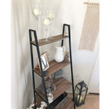 Blissun Ladder Shelf, 4-Tier Bookshelf, Storage Rack Shelf for Office, Bathroom, Living Room, Hazelnut Brown Blissun