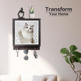 MOCAS Hidden Gun Storage, Hidden Wall Gun Safe Pistol Rack Shelf with 3 Hooks for Secret Decor Concealment Furniture, Art Storage Cabinet Wooden Storage Shelves Indoor Picture Frame(Black) MOCAS