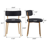 HAIZAO Modern Dining Chairs Set of 4, Round Upholstered Boucle Sherpa Dining Chairs, Curved Backrest Kitchen Dining Room Chairs, Mid-Century Black Dining Chair with Golden Metal Legs HAIZAO