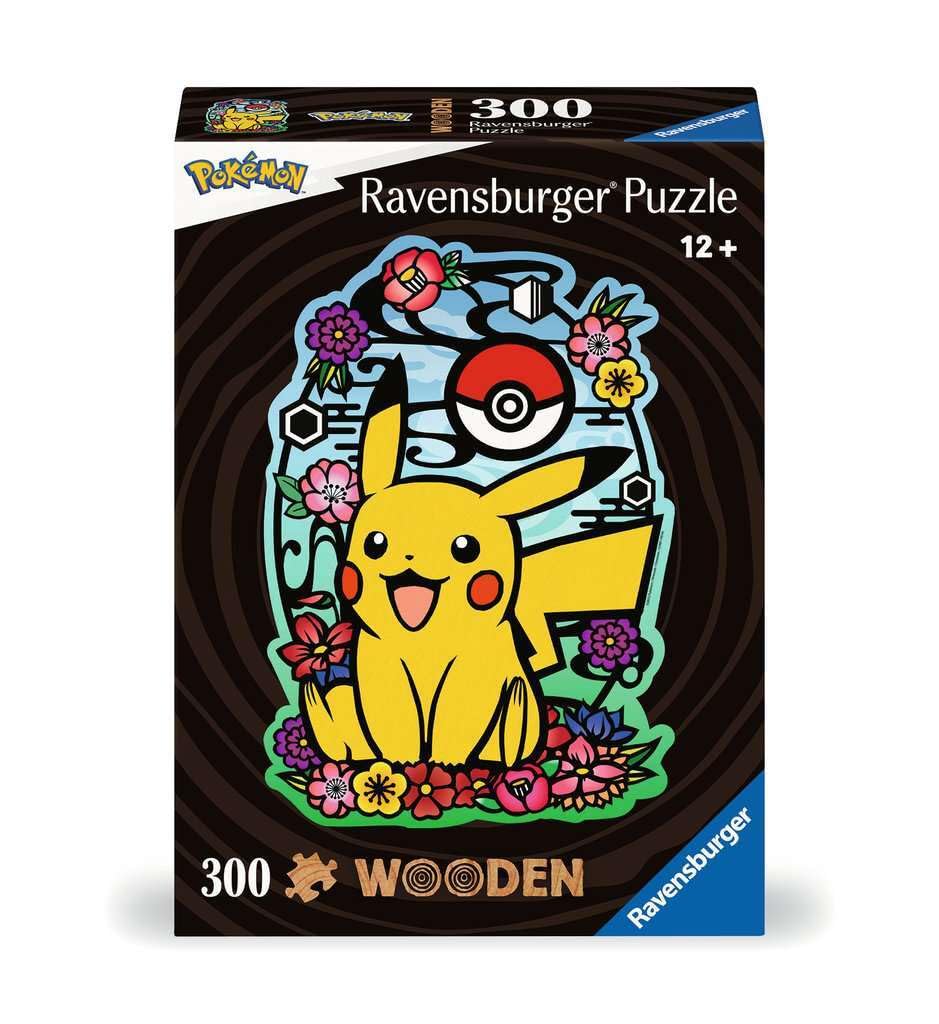 Ravensburger Pokemon Pikachu Shaped 300 Piece Wooden Puzzles for Adults and Kids Age 12 Years Up, Yellow Ravensburger