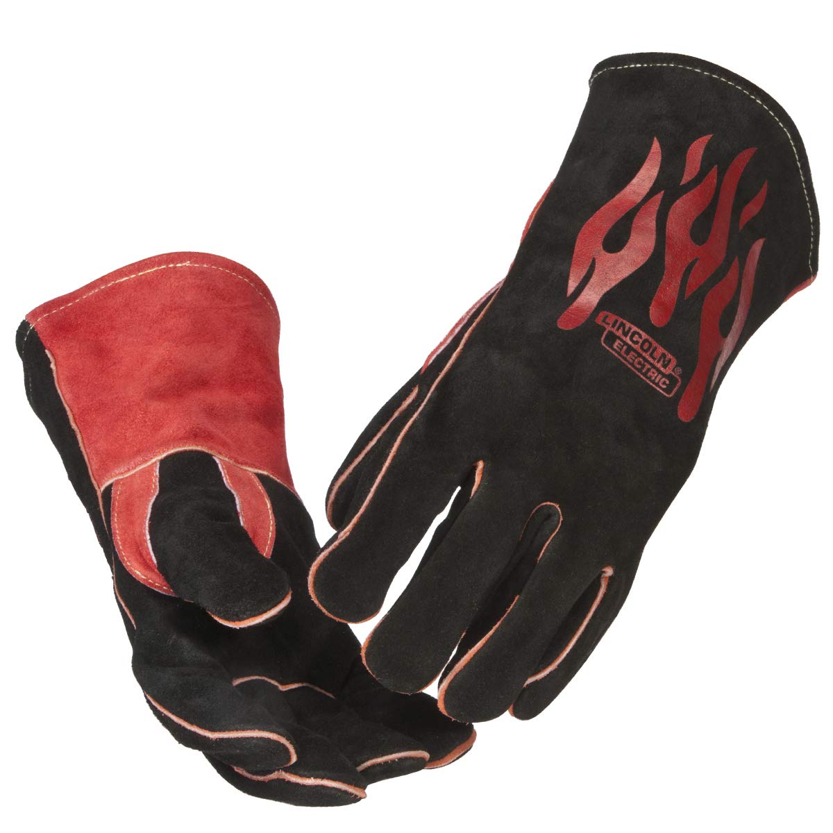 Lincoln Electric Traditional MIG/Stick Welding Gloves | 14" Lined Leather | Kevlar Stitching | K2979-ALL, Black, Red Lincoln Electric