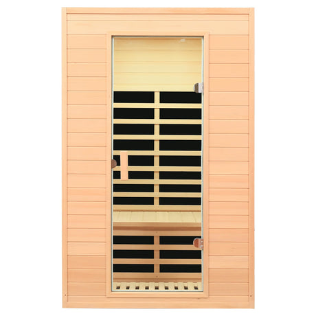 KUNSANA 2 Person Infrared Sauna, Low EMF Infrared Saunas for Home 2 Person Indoor Home Sauna Canadian Hemlock Wooden Sauna Room with Bluetooth Speakers, LED Reading Lamps, 1500Watt KUNSANA
