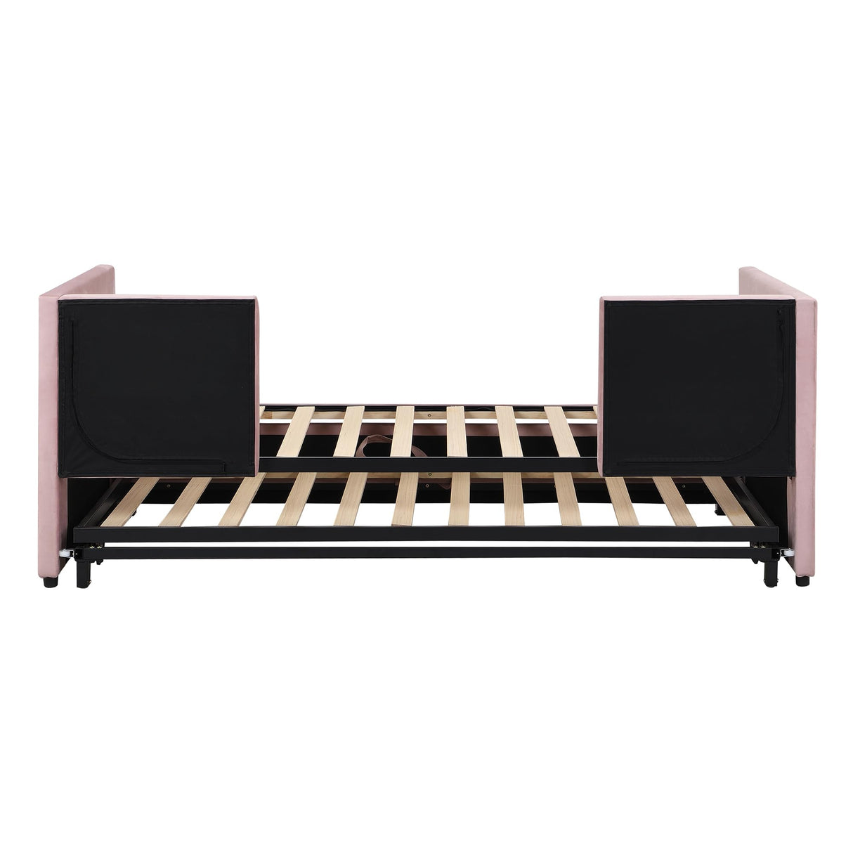 Harper & Bright Designs Upholstered Daybed with Pop up Trundle, Twin Size Daybed Frame with Extendable Trundle, Tufted Sofa Bed with Wood Slat Support for Bedroom, Living Room (Pink) Harper & Bright Designs