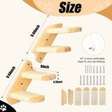 Cat Wall Steps Shelves Cat Climbing Shelf Reversible Wall Mounted, Wooden Four Step Cat Stairway with Scratching Sisal Rope for Cats Perch Platform Supplies Large Cats Scratching Post Activity Tree Erhalithegro