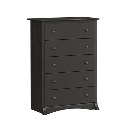 Prepac Sonoma Traditional 5-Drawer Tall Dresser for Bedroom, Functional Bedroom Dresser Chest of Drawers 17.75" D x 31.5" W x 44.75" H, Washed Black, HDC-3345 - WoodArtSupply