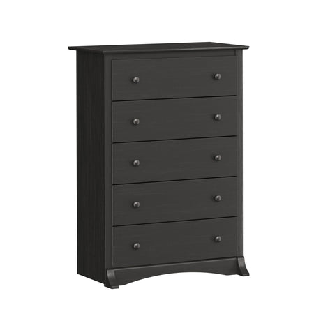 Prepac Sonoma Traditional 5-Drawer Tall Dresser for Bedroom, Functional Bedroom Dresser Chest of Drawers 17.75" D x 31.5" W x 44.75" H, Washed Black, HDC-3345 Prepac