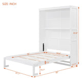 Merax Full Size Murphy Bed, Wood Full Murphy Cabinet Bed with Shelves, for Home Office or Small Room, White Merax