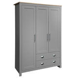 GYYBED Three Door Storage Wardrobe with Cabinets and Two Hanging Rods,Wood Wardrobe Armoire Closet Modern Freestanding Bedroom Armoire Organizer Bedroom Furniture wooden closet(E+Gray) GYYBED