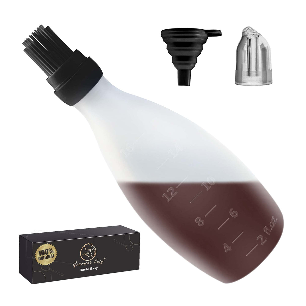 Silicone Basting Brush for Cooking - Oil Dispenser with Brush, All in One Oil Brush for Cooking, BBQ Brush, BBQ Mop- Smoker Accessories Gifts for Men - Sauce Brush for Cooking- Grilling Tools (Black) Gourmet Easy