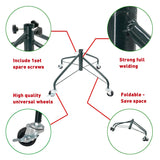 ELFJOY Christmas Tree Stand with Swivel Caster Wheels for 3-7ft. Artificial Tree Base 17inch, Christmas tree iron stand, 7/8inch inner diameter, Movable Tree Base, Green Tree Stand (Green) ELFJOY