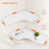 Homode Corner Floating Shelves, Set of 3 Corner Wall Shelves with Wire Hole, L-Shaped Wood Hanging Storage Shelf for Wall Decor, for Bathroom Kitchen Bedroom, White Homode