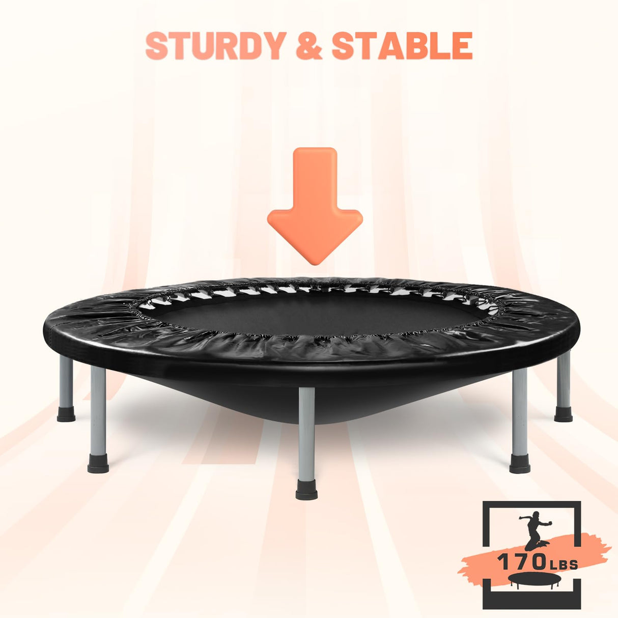 BCAN 36 Mini Trampoline Rebounder Trampoline for Adults Max Load 170lbs Small Trampoline Exercise Trampoline Fitness Trampoline Indoor/Garden Workout BCAN