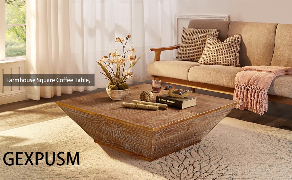 Gexpusm Square Coffee Tables for Living Room, Wood Coffee Table with Storage, Modern Table with Lift Top Farmhouse Furniture Style, 35.43 * 35.43 * 13.78in - WoodArtSupply