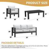 LayinSun Outdoor Aluminum Furniture Set, 4 Pieces Patio Sectional Conversation Chat Sofa Modern Seating Set with Coffee Table LayinSun