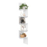 VASAGLE Corner Shelf Wall Mount, 5-Tier Floating Corner Bookshelf, Plant Shelf for Bedroom, Living Room, Bathroom, Home Office, Cloud White VASAGLE