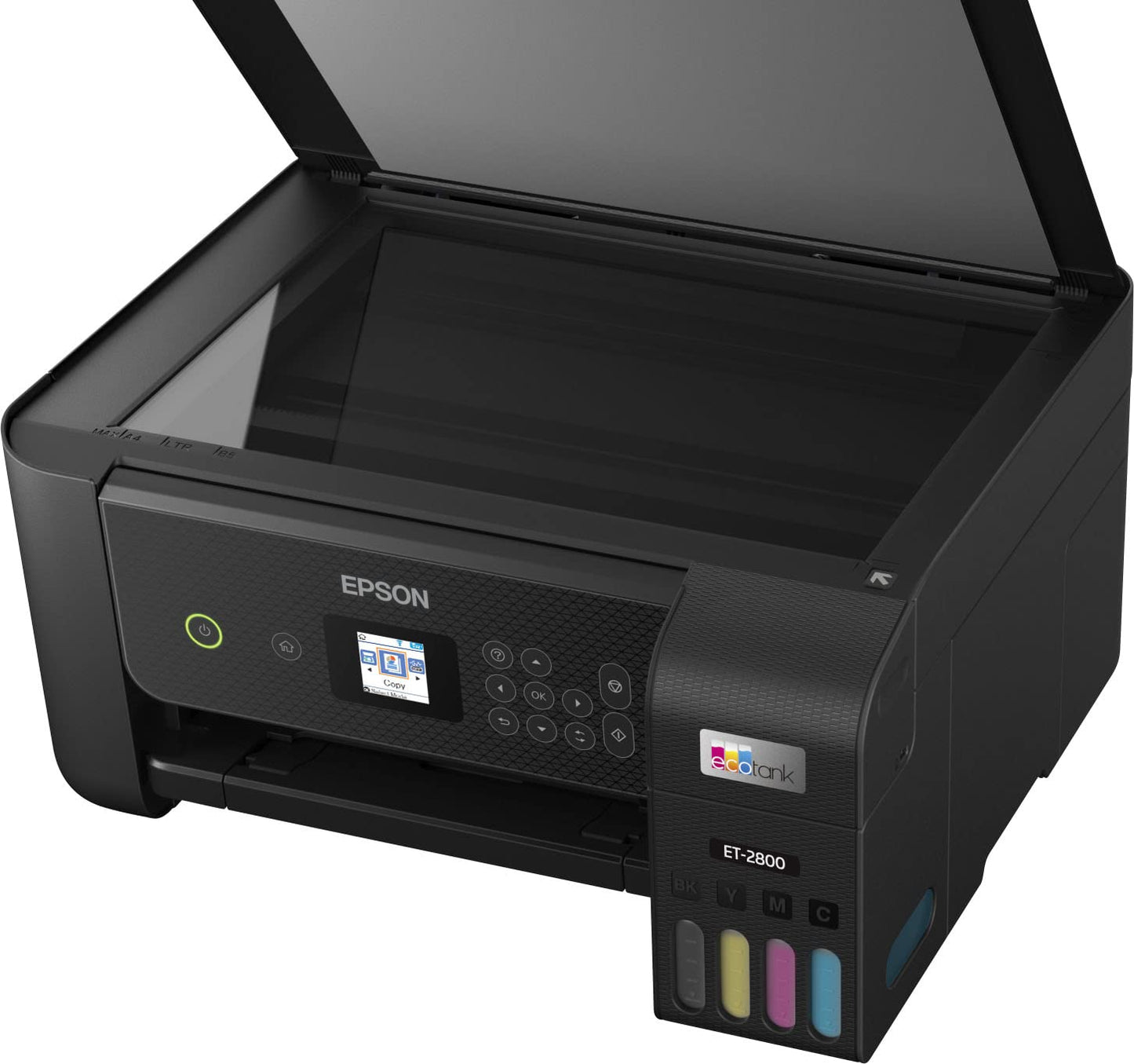 Epson EcoTank ET-2800 Wireless Color All-in-One Inkjet Printer, Print & Copy & Scan, 1200x2400 dpi, 1.44" Color LCD Display, Cartridge-Free, Photo Printing, Bundle with Printer Cable