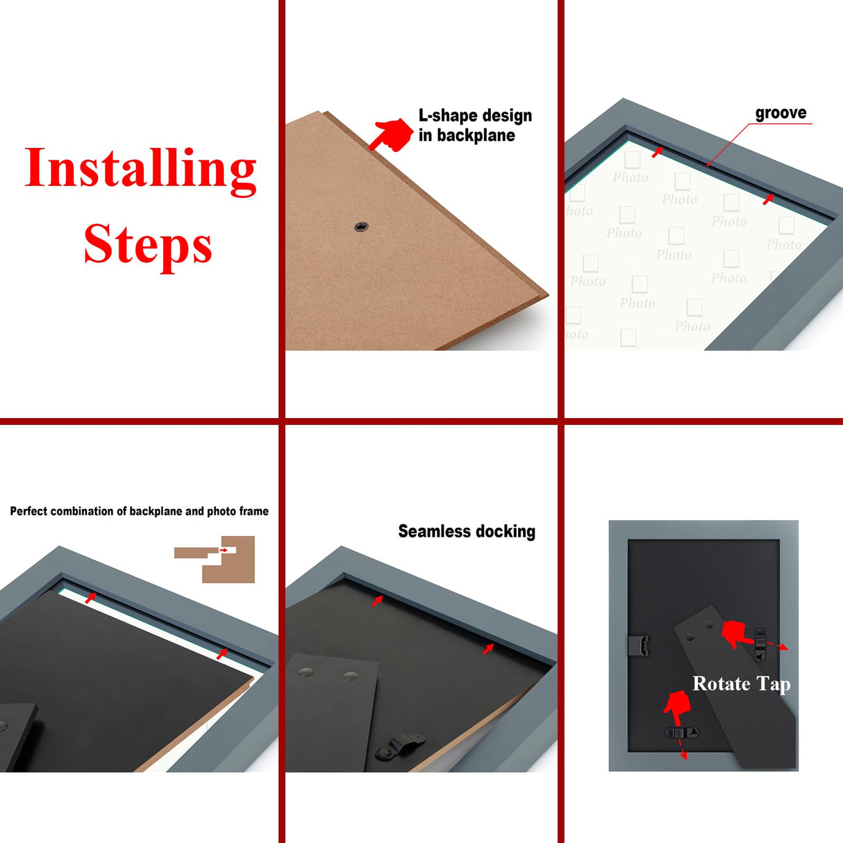 RPJC 6x8 inch Picture Frame Made of Solid Wood and High Definition Glass Display Pictures for Table Top Display and Wall Mounting Photo Frame with Stand Rustic White RPJC