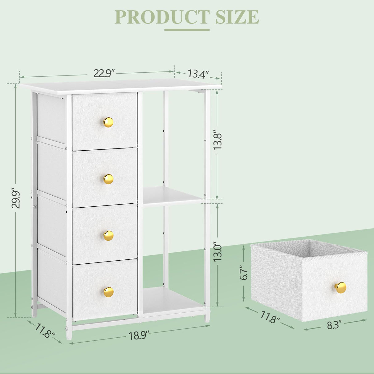 3IngSeagulls Bathroom Storage Cabinet, Bathroom Cabinets Freestanding with 4 Drawers and Adjustable Shelves, 5 Tier Wooden Floor Cabinet, Storage Cabinet for Bathroom, Kitchen, Living Room, White 3IngSeagulls