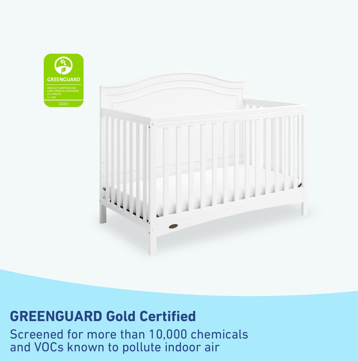Graco Paris 4-in-1 Convertible Crib (White) - GREENGUARD Gold Certified, Converts to Toddler Bed, Daybed and Full Bed, Fits Standard Crib Mattress, Adjustable Mattress Base Graco