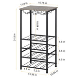 Wine Bottle Holder, Wine Rack Freestanding Floor with Glass Holder Rack, Wood Tabletop & 16 Bottles Holder, Wine Liquor Cabinet Bar for Home Kitchen, Dining Living Room, Gray Oak OYEAL