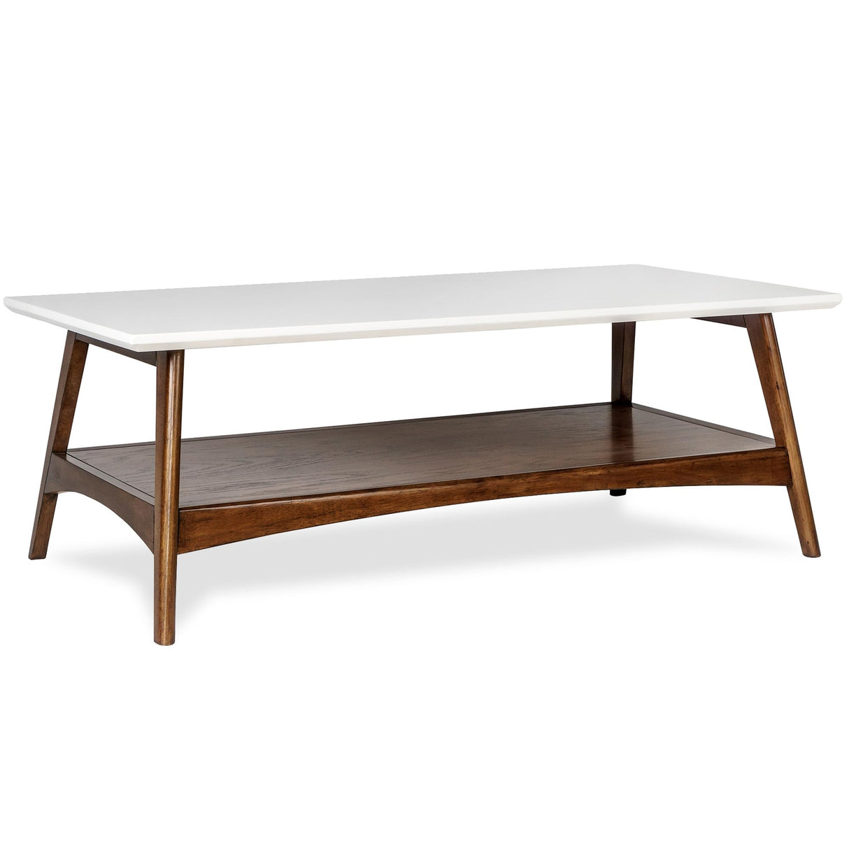 Madison Park Rectangular Wood Coffee Table With Solid Wood Frame & Legs, Living Room Coffee Tables With Storage Shelf, Accent Furniture For Living Room, Minimalist Decor - Off-White / Pecan Parker Madison Park