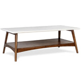 Madison Park Rectangular Wood Coffee Table With Solid Wood Frame & Legs, Living Room Coffee Tables With Storage Shelf, Accent Furniture For Living Room, Minimalist Decor - Off-White / Pecan Parker Madison Park