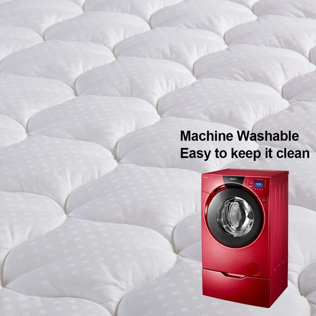 LEISURE TOWN King Mattress Pad Fitted Quilted Cotton Mattress Cover Cooling Soft Pillow Top Mattress Topper with Down Alternative Filling Mattress Protector with 8-21 Deep Pocket (78x80 White) LEISURE TOWN