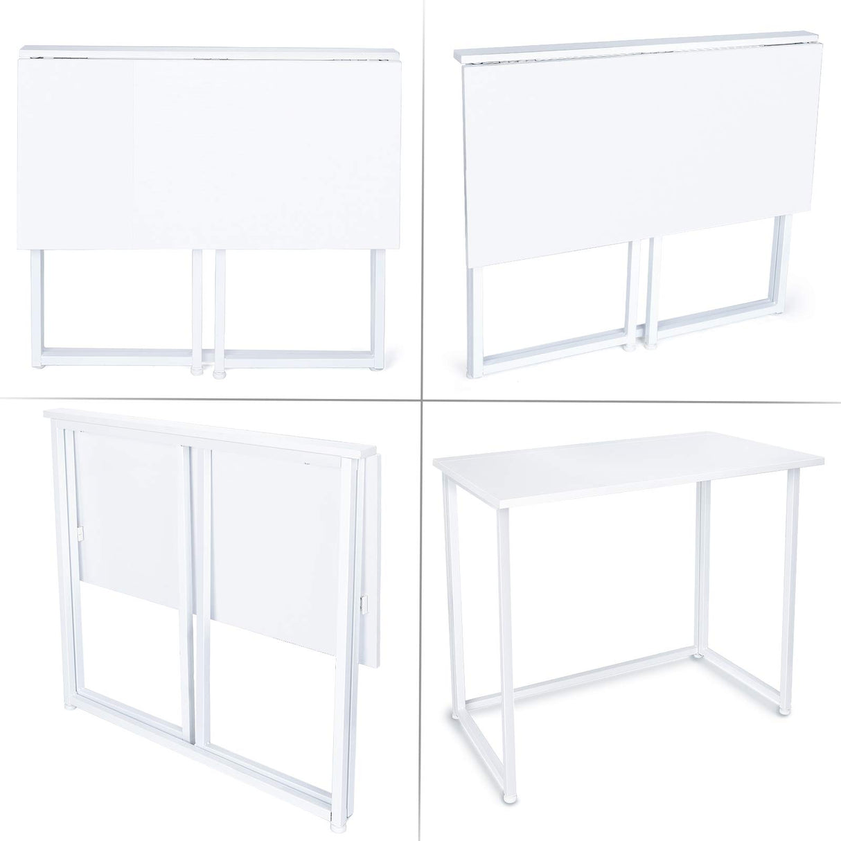 Leopard Folding Computer Desk for Small Spaces, No-Assembly Space-Saving Home Office Desk, Foldable Computer Table, Laptop Table, Writing Desk, Compact Study Reading Table (White) Leopard Outdoor Products