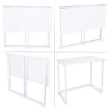 Leopard Folding Computer Desk for Small Spaces, No-Assembly Space-Saving Home Office Desk, Foldable Computer Table, Laptop Table, Writing Desk, Compact Study Reading Table (White) Leopard Outdoor Products