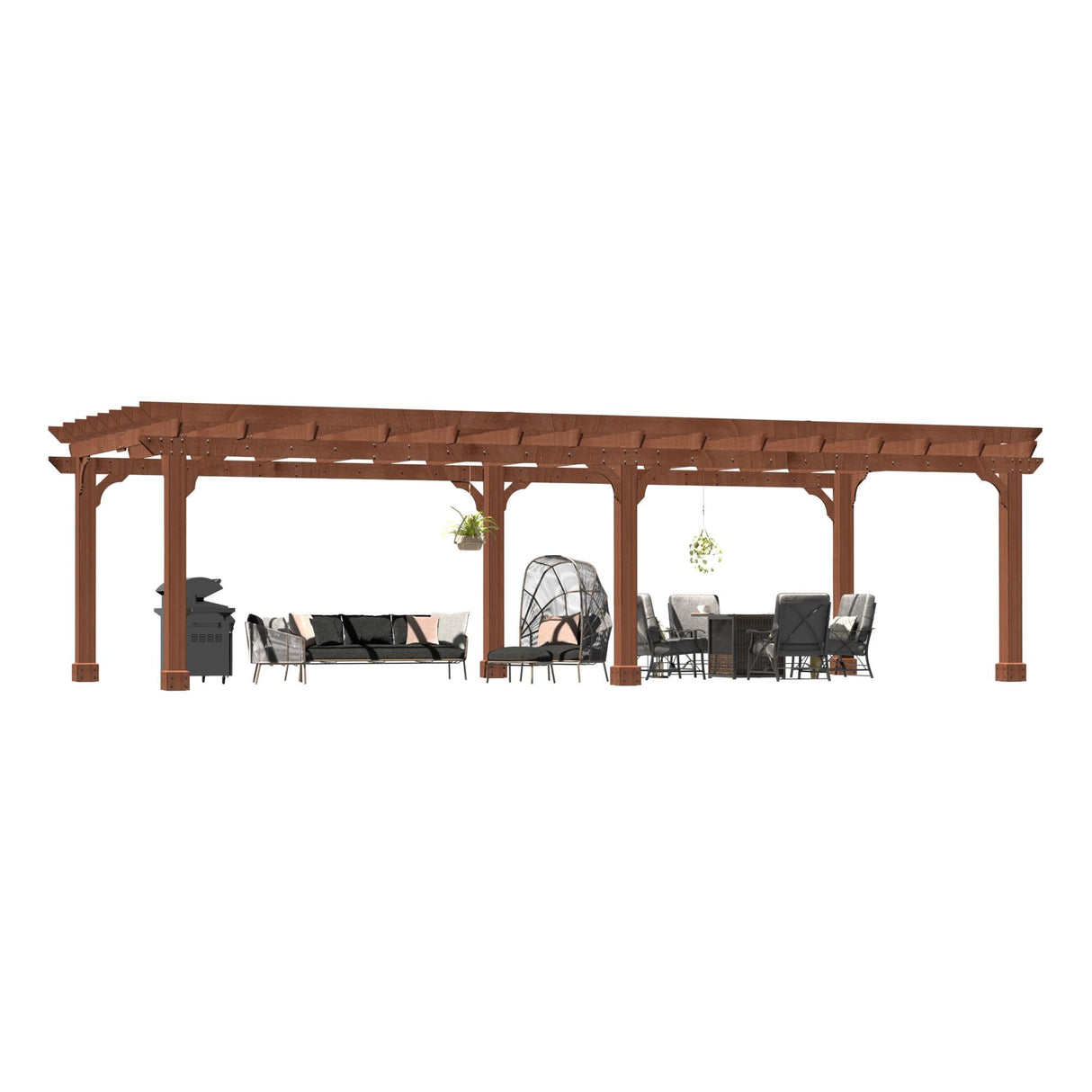 MUPATER 12x20 FT Retratable Wooden Pergola Gazebo for Patio with Arched Roof and Stakes, Outdoor Pergola Garden Shelter Cedar Framed for Backyard,Deck,Garden MUPATER