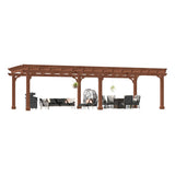 MUPATER 12x20 FT Retratable Wooden Pergola Gazebo for Patio with Arched Roof and Stakes, Outdoor Pergola Garden Shelter Cedar Framed for Backyard,Deck,Garden MUPATER