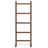 SIMPLIHOME Bray SOLID ACACIA WOOD Contemporary Bath Towel and Blanket Ladder Shelf, 23 inch, Natural Walnut SIMPLIHOME