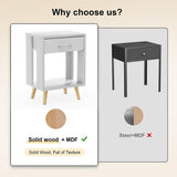 GYIIYUO Nightstands Set of 2 with Fabric Storage Drawer and Open Wood Shelf, Side Table with Storage for Bedroom, Night Stand with Drawer for Bedroom, Bedside Tables - White 24" H GYIIYUO