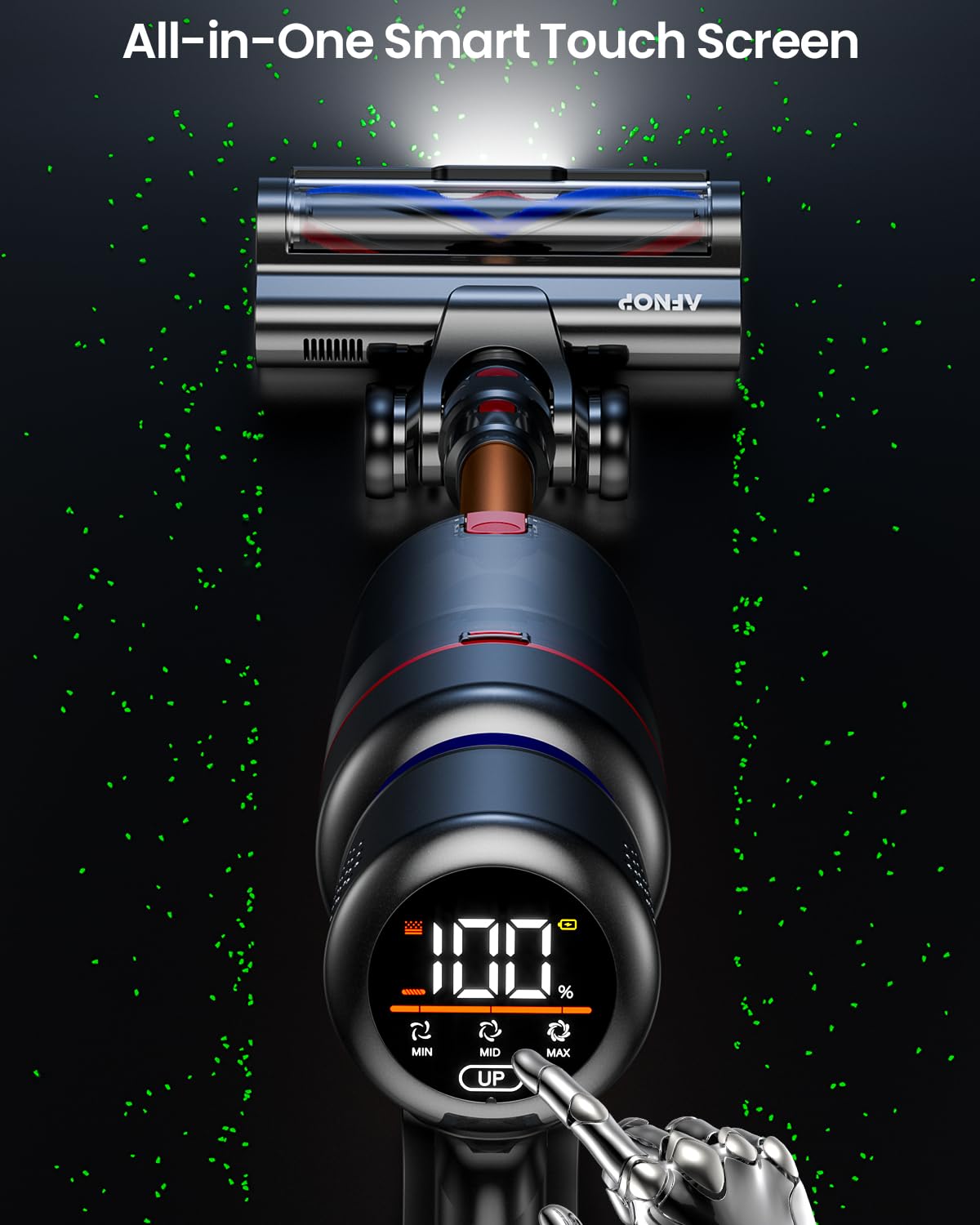 Cordless Vacuum Cleaner, 45Kpa 550W 65Mins Vacuum Cleaners for Home, Stick Vacuum with LED Touch Screen, Anti-tangle Wireless Vacuum, Rechargeable Cordless Vacuum for Pet Hair, Carpet, Hardwood Floor AFNOP