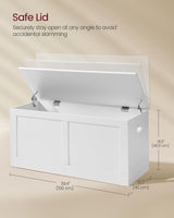 VASAGLE Storage Chest, Storage Trunk with 2 Safety Hinges, Storage Bench, Shoe Bench, Farmhouse Style, 15.7 x 39.4 x 18.3 Inches, for Entryway, Bedroom, Living Room, Cloud White ULSB164W01 VASAGLE
