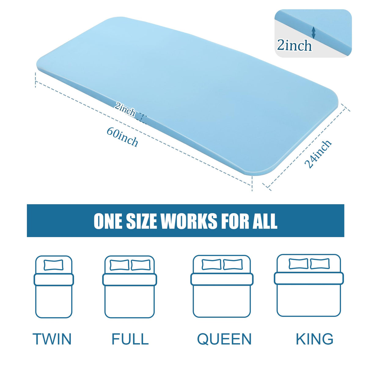 MABOZOO High Density Sagging Mattress Support,2" Thick Under Mattress Support Board to Fix Saggy Beds, Foam Mattress Sag Support Pad for Sags Deeper 1"-2" and Extends Mattress Life(60 * 24 * 2 in) MABOZOO
