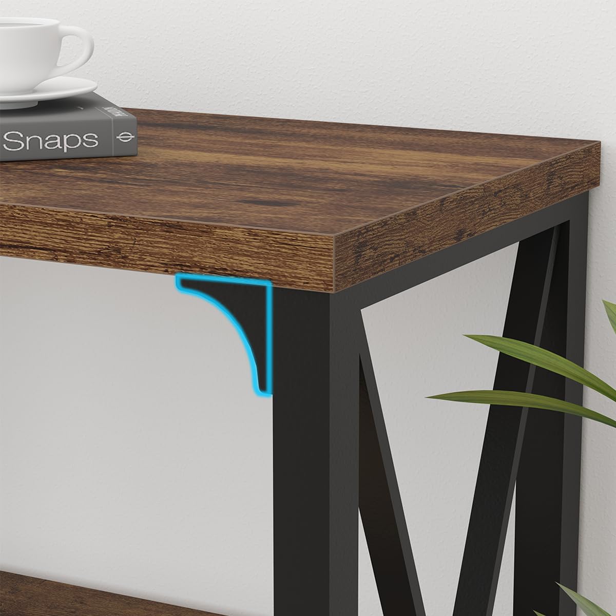 LVB Rustic Console Table, Industrial Wood Metal Sofa Table Behind Couch, Farmhouse Long Entryway Table with Storage Shelf, Large Wooden Foyer Hallway LVB