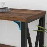 LVB Rustic Console Table, Industrial Wood Metal Sofa Table Behind Couch, Farmhouse Long Entryway Table with Storage Shelf, Large Wooden Foyer Hallway LVB