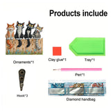 Sulunmo Diamond Art Kits for Adults, DIY Diamond Painting Key Holder for Wall Hooks for Hanging Keys, Sunglasses, Bag(Crazy Kitten-6) Sulunmo