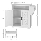 YATINEY Coffee Bar Cabinet, Kitchen Island with Storage, Farmhouse Sideboard Buffet Cabinet with Dual-Purpose Floating Shelf and Hooks, for Kitchen, Restaurant, Living Room, White KF22WT YATINEY