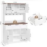 HIFIT 72" Tall Farmhouse Kitchen Pantry Storage Cabinet with Doors & Shelves & Drawer, Freestanding Hutch Cabinet with Microwave Stand/Wine HIFIT