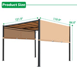 10’ x 10’ Outdoor Pergola Waterproof Gazebo Canopy Sturdy Frame Patio Pergola with Retractable Canopy Sides Solar Led Metal Stands for Porch Party Outdoor Patio Backyard, Tan PayLessHere