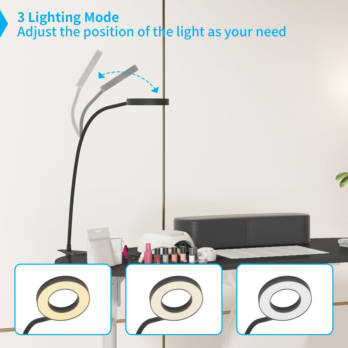 TABU Portable Manicure Nail Table, Foldable Manicure Table with Dust Collector Fan, LED Lamp, 4 Lockable Wheels and Carry Bag, Professional Nail Desk TABU