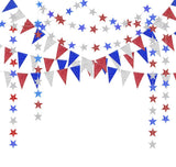 Decor365 Red Blue White/Silver Star Garland Triangle Pennant Banner Kit 4th/Fourth of July USA America Independent Day Celebration Decor Party Hanging Decoration for Bithday/Wedding/Home/Cavinal/Home Decor365
