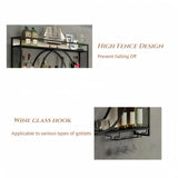 PIKYsailed 39 Inch Metal Wall Mounted Wine Rack, 3 Tier Bar Shelves with Glass Holder, Large Capacity Modern Liquor Shelves for Home Bar, Dining Room & Kitchen, Black PIKYsailed