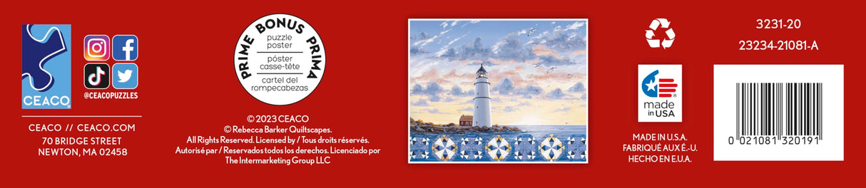 Ceaco - Lighthouse Quilt - 1000 Larger Sized Piece Jigsaw Puzzle Ceaco