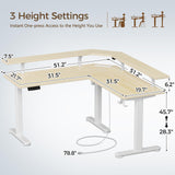Rolanstar Standing Desk L Shaped with LED Light and Power Outlet, Electric Height Adjustable Computer Office Desk Sit Stand Up with Monitor Stand, Beige Rolanstar