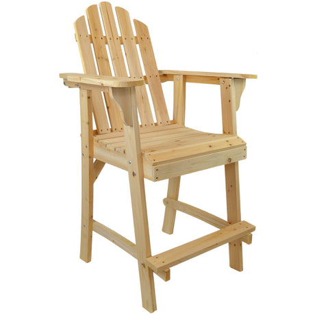 Ready-to-Finish Balcony Tall/Counter High Adirondack Chair with Footrest for Outdoor Outside Garden - Unfinished Natural Wood Bar Chair Westcharm