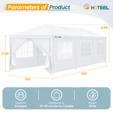 HOTEEL 10'x30' Canopy Party Tent with 6 Removable Sidewalls, Outdoor Tent for Parties, Event Tent, Large Canopy Tent for Weddings, BBQ, Parties, Patio Camping Gazebo, Waterproof, White Hoteel